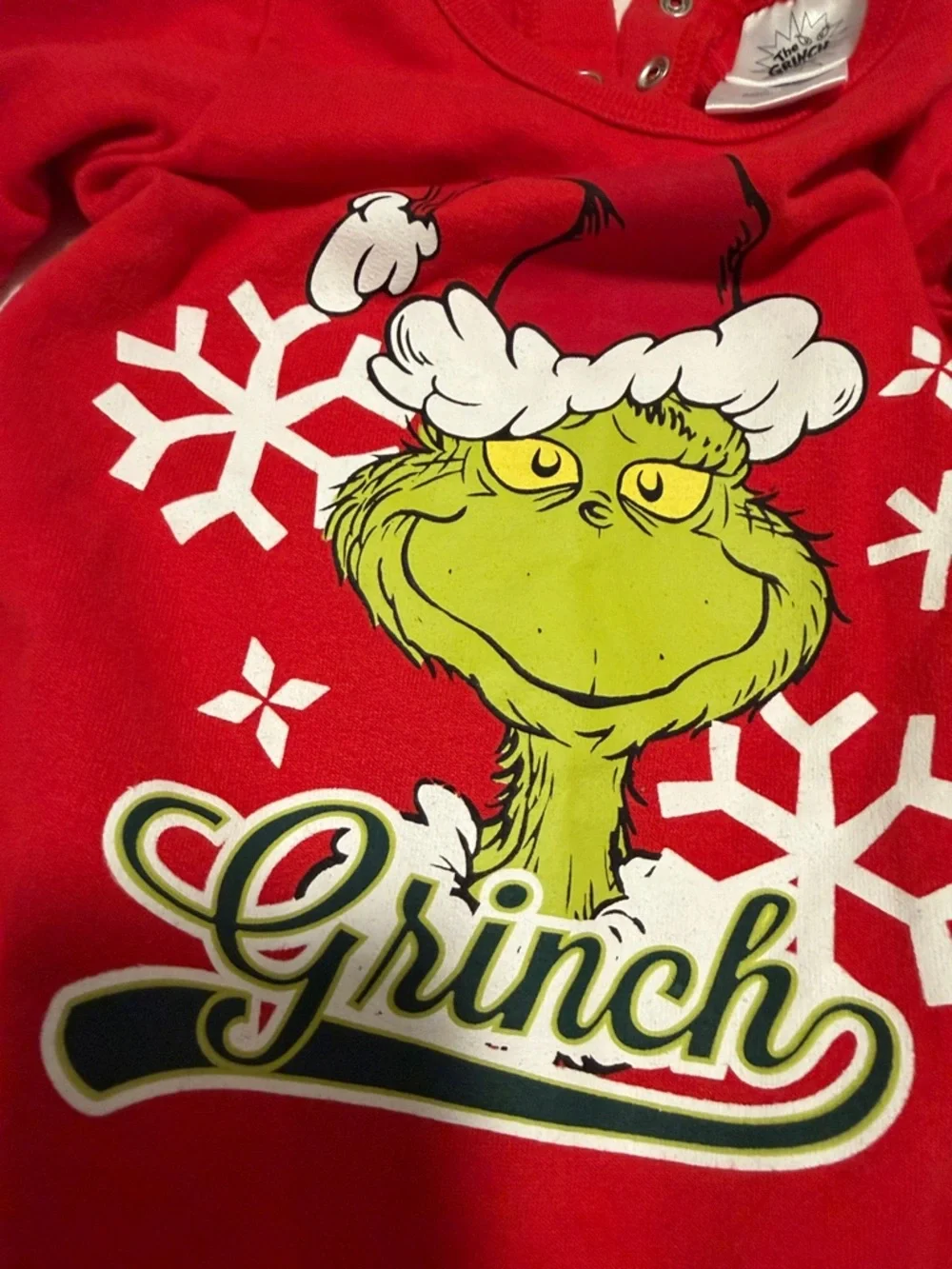 Grinch Red Holiday Baby Footie One-Piece